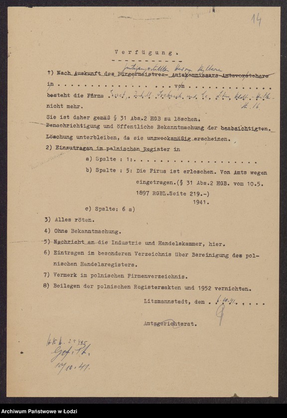 Obraz 16 z jednostki "Eszet- Mojżesz Srebnik, Chaja Zelman- wyrób i sprzedaż towarów włókienniczych"