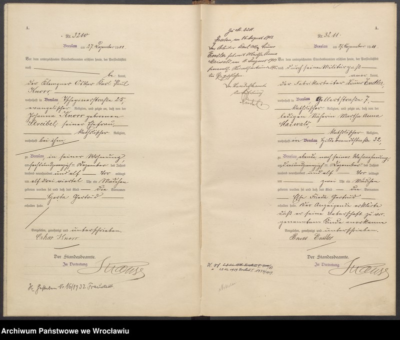 image.from.unit.number "Geburts-Haupt-Register Breslau I 1911 Band 9"