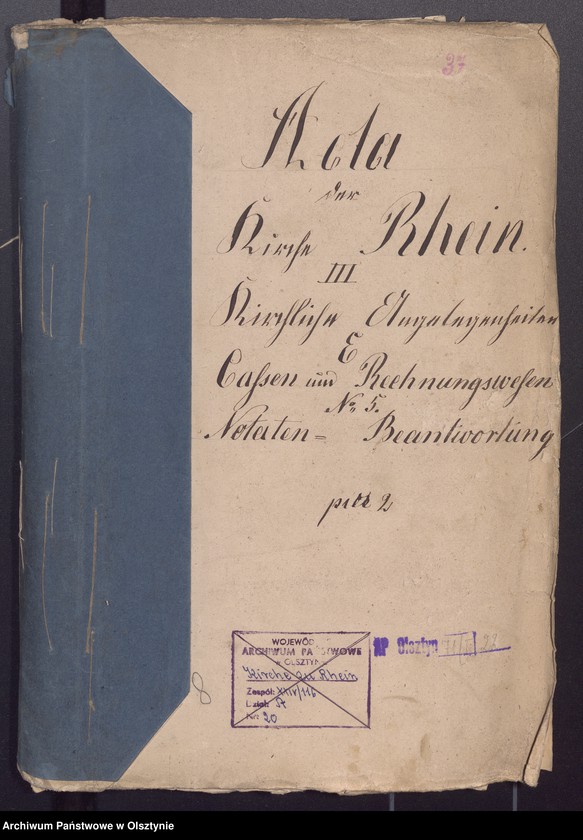 image.from.unit.number "Kirchliche Angelegenheien E. Cassen und Rechnungwesen Notaten Beantwortung"