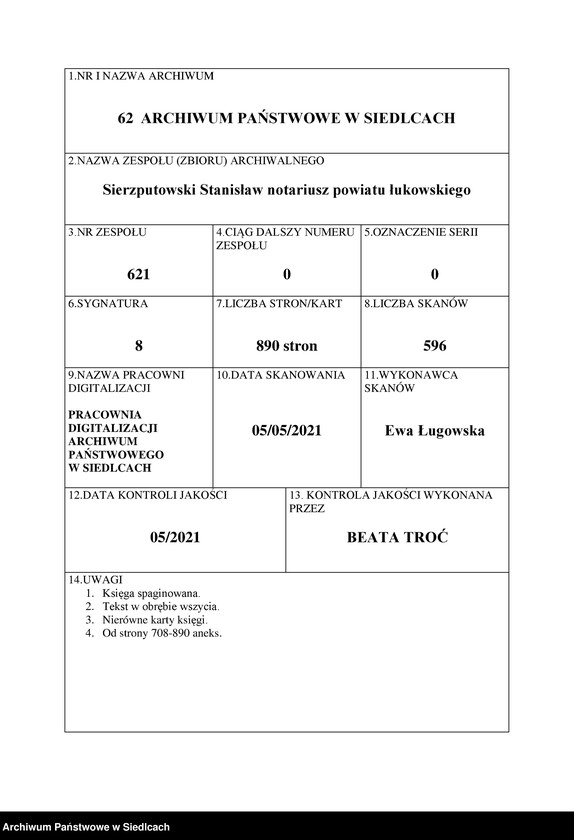 Obraz 1 z jednostki "[Akta notarialne od numeru 1 do numeru 196 z roku 1841]"