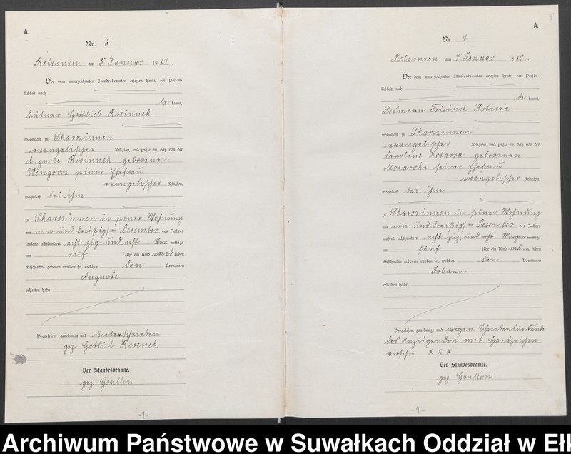 image.from.unit.number "[Geburts-Neben-Register des Königlichen Preussischen Standes-Amtes Belzonzen Kreis Johannisburg]"