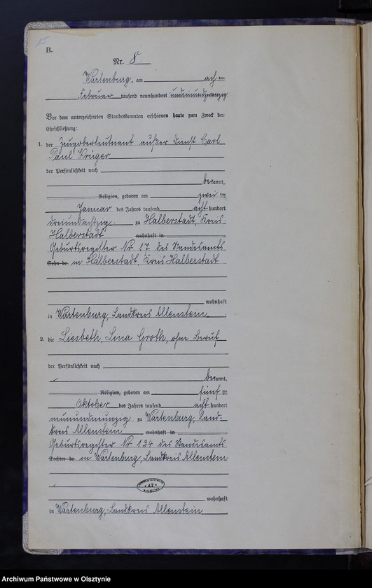 image.from.unit.number "Heirats-Haupt-Register Nr 1 - 43"