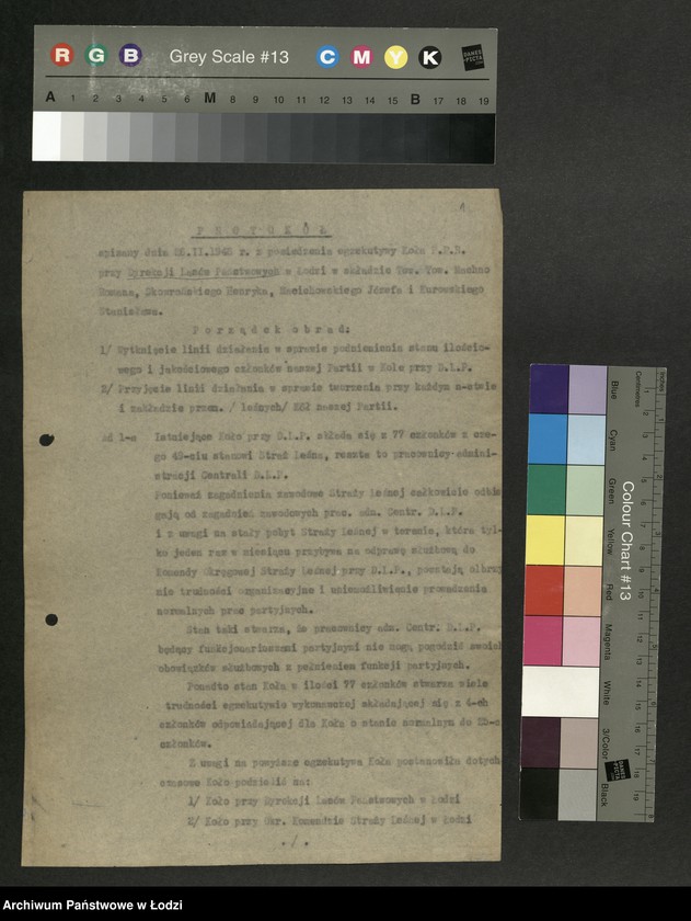 Obraz 2 z jednostki "[Protokoły, informacje, referat z posiedzeń sekcji leśnej, egzekutywy PPR, zjazdu aktywu leśnego przy Dyrekcji Lasów Państwowych, sekcji leśnych przy Wydziale Rolnym KW i komitetach powiatowych]"