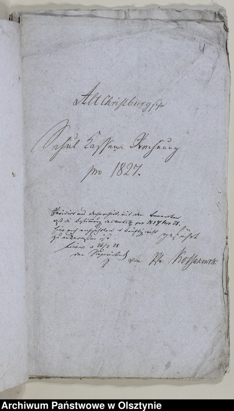 image.from.unit.number "Alt Christburgschen Schul-Cassen Rechnung 1826-1828, 1836-1838"