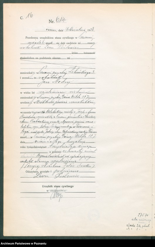 Obraz 18 z jednostki "Księga miejscowa zgonów tom II [Rejestr główny zgonów]"