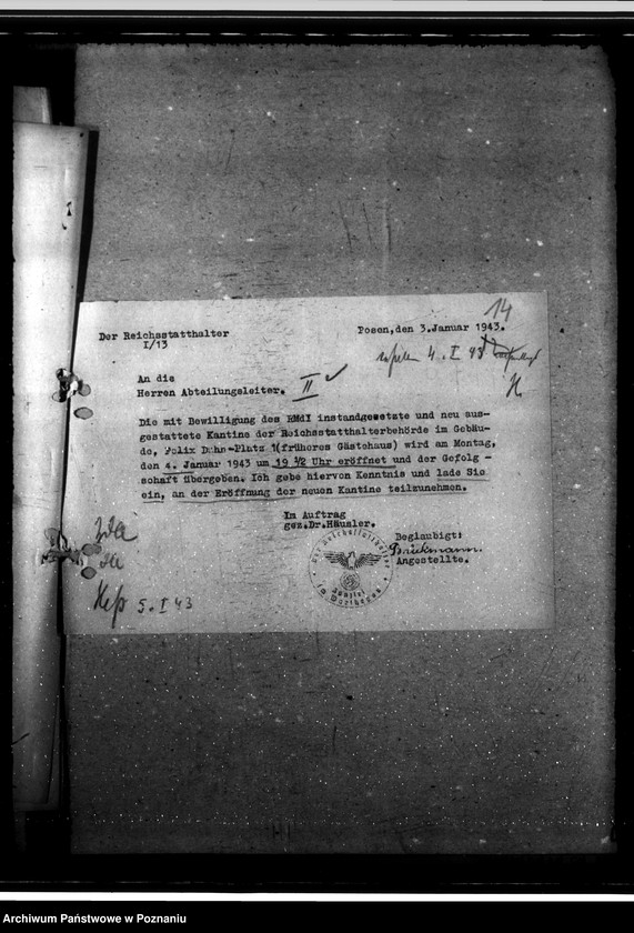 Obraz 18 z jednostki "Geschäftsgang. Dienstzeit. Gewerbeaufsicht. Politische Beurteilung der Beamten. Entlohnung der Polen. Ausder Rede des Gauleiters"