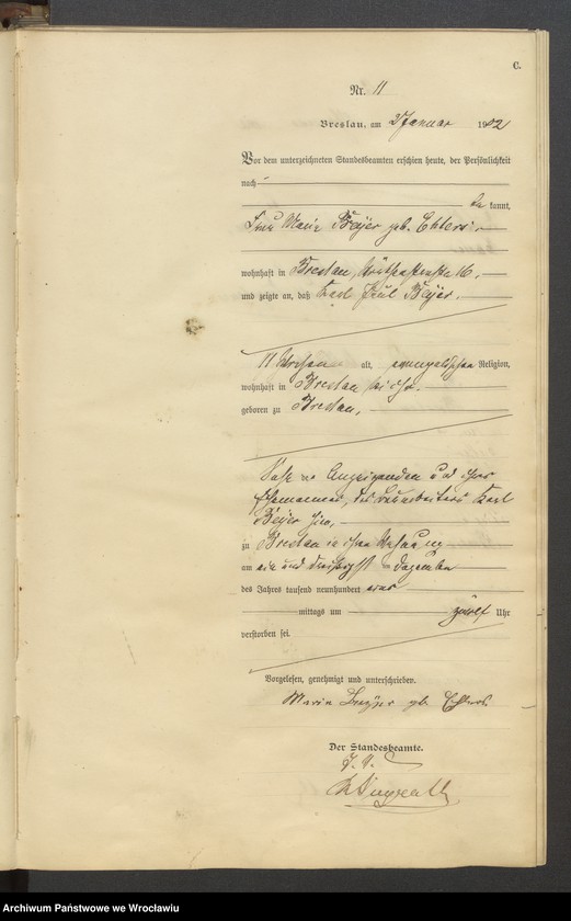 image.from.unit.number "Sterbe Haupt Register Standesamt Breslau III 1902 Band 1"