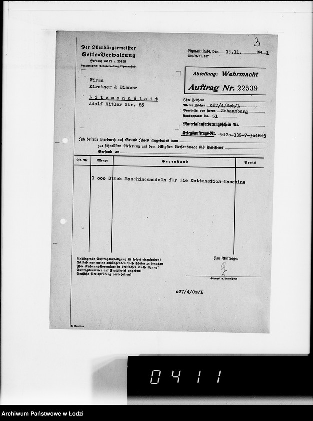Obraz 7 z jednostki "Aufträge 22520-23089. Wehrmacht"