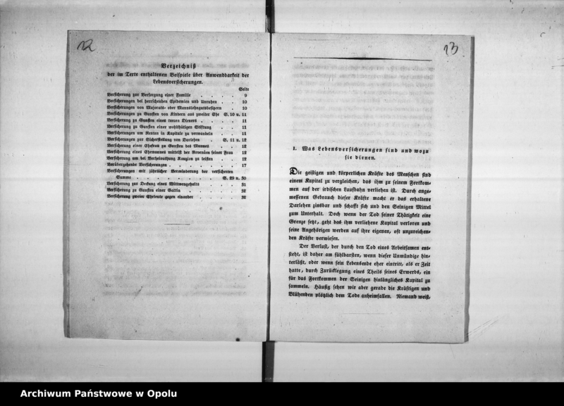 Obraz 13 z jednostki "Acta des Magistrats Oppeln betreffend Lebens - und Alters - Versorgungs - Versicherungen. De Anno 1850-1864"