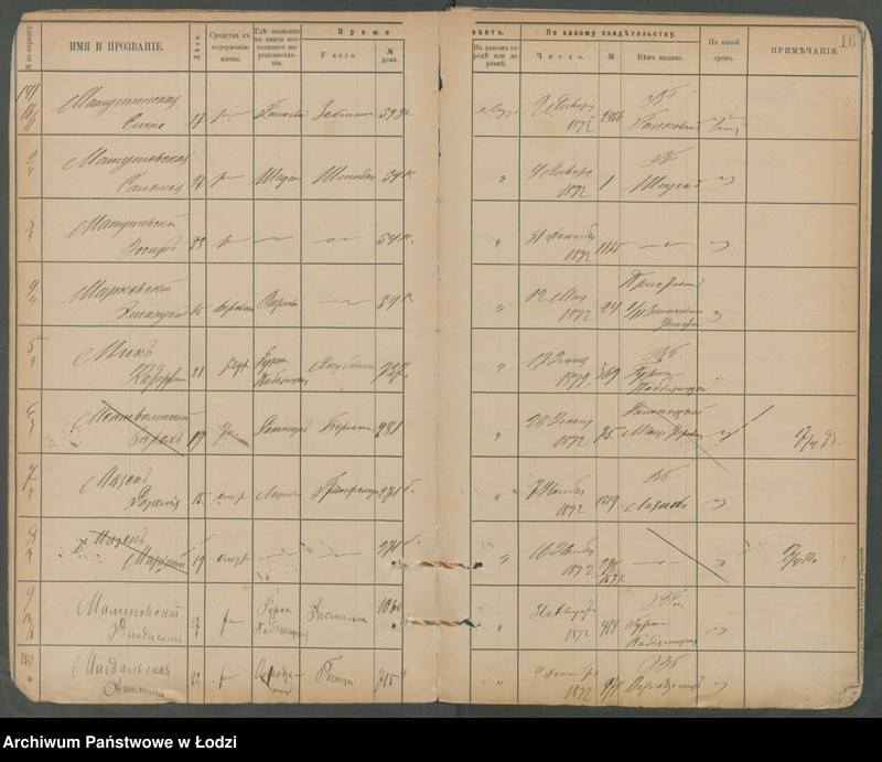 Obraz 19 z jednostki "[Księga ludności niestałej m. Łodzi lit. M]"
