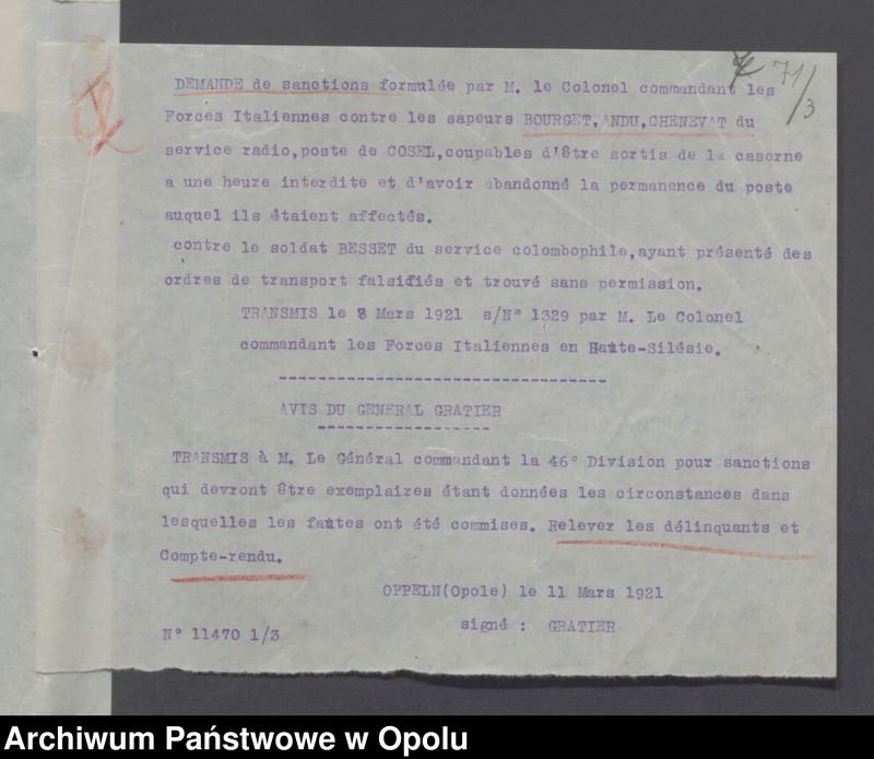Obraz 9 z jednostki "Discipline-Recompenses-Decorations-Distractions-Punitions-Tenue generale /Korespondencja dotycząca dyscypliny, odznaczeń, pochwał, pracy oświatowej/"