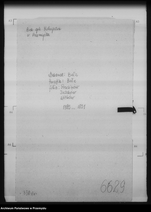 Obraz 4 z jednostki "[Kopie ksiąg metrykalnych parafii Bełz z filiami Prusinów, Tuszków, Witków (dekanat Bełz)]"