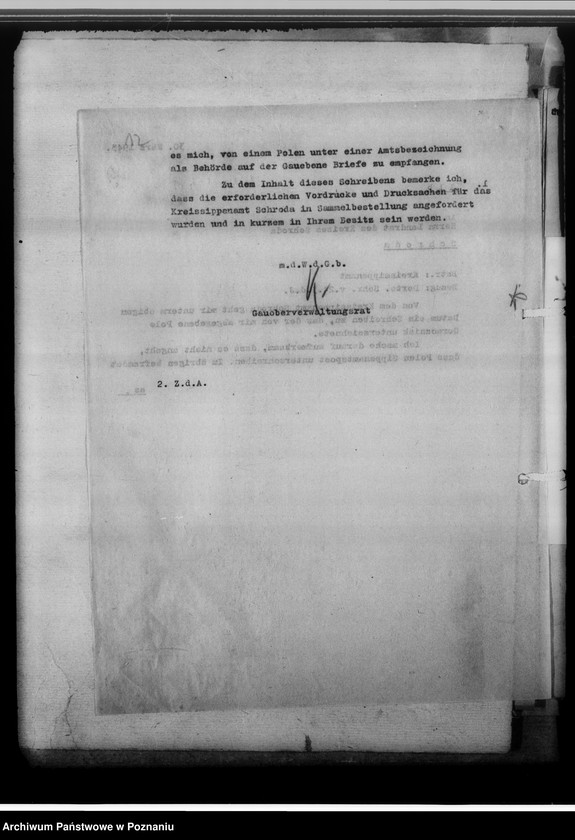 Obraz 16 z jednostki "[Korespondencja w sprawach organizacyjnych, sprawozdanie z działalności], Kreissippenamt Schroda [Środa]"
