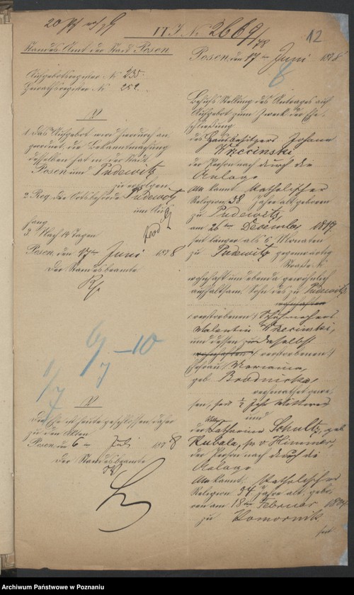 Obraz 14 z jednostki "Die von den Verlobten beigebrachten Urkunden zur Eheschliessung pro 1878"