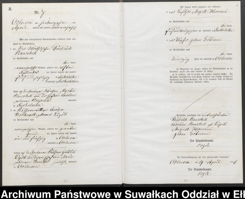 image.from.unit.number "Heiraths-Neben-Register des Preussischen Standes-Amtes Orlowen Kreis Loetzen"