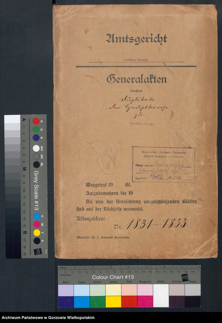 image.from.unit.number "Duplikate der Kirchenbücher der Hauptkirche zu Landsberg an der Warthe (zawiera także księgi zgonów parafii Konkordierkirche z lat 1831-1833)"