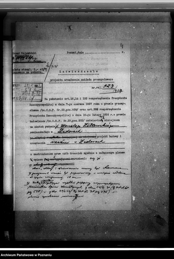 Obraz 8 z jednostki "Zatwierdzenie projektu zakładu przemysłowego nr 523 / rzeźni/ własność Marcelego Żółtowskiego w Zadorach /pow. kościański/"