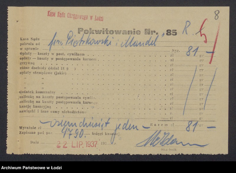 Obraz 10 z jednostki "Izrael Piotrkowski, Aron Mandel- wyrób i sprzedaż towarów półjedwabnych i podszewek"