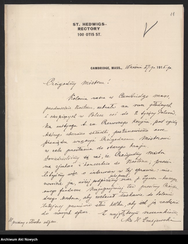 image.from.unit.number "Korespondencja organizacji polonijnych i osób prywatnych ze Stanów Zjednoczonych do I. J. Paderewskiego w sprawie pomocy dla ofiar wojny w Polsce"