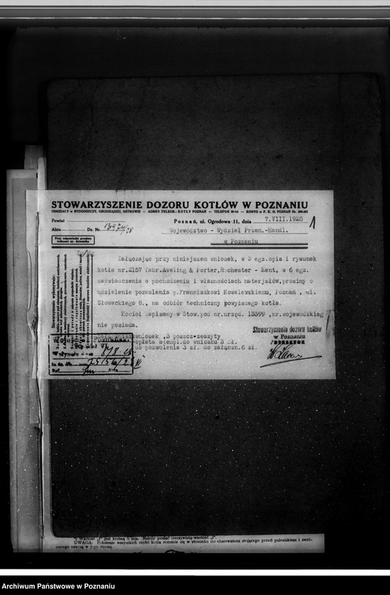 Obraz 5 z jednostki "Przedsiębiorstwo budowy dróg i szos Fr. Kowalewskiego Poznań nr woj. kotła 6191"