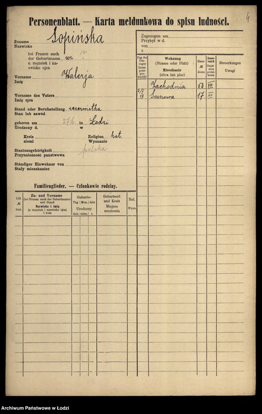 Obraz 6 z jednostki "[Spis ludności Łodzi] Sońka-Sowiński"