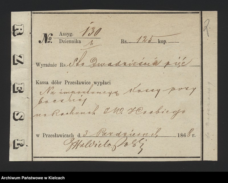 image.from.unit.number "Dowody rozchodu kasy dóbr Przęsławice od dnia 1 października"