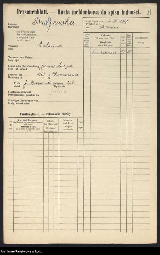 Obraz 13 z jednostki "[Spis ludności Łodzi] Broiński - Brot"