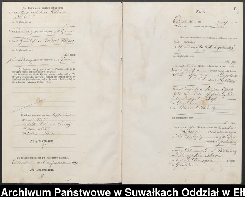 image.from.unit.number "Heiraths-Neben-Register des Preussischen Standes-Amtes Orlowen Kreis Loetzen für das Jahr 1890"