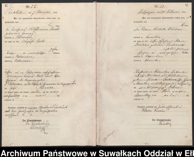 image.from.unit.number "Sterbe-Haupt-Register des Königlichen Preussischen Standes-Amtes Belzonzen Kreis Johannisburg"