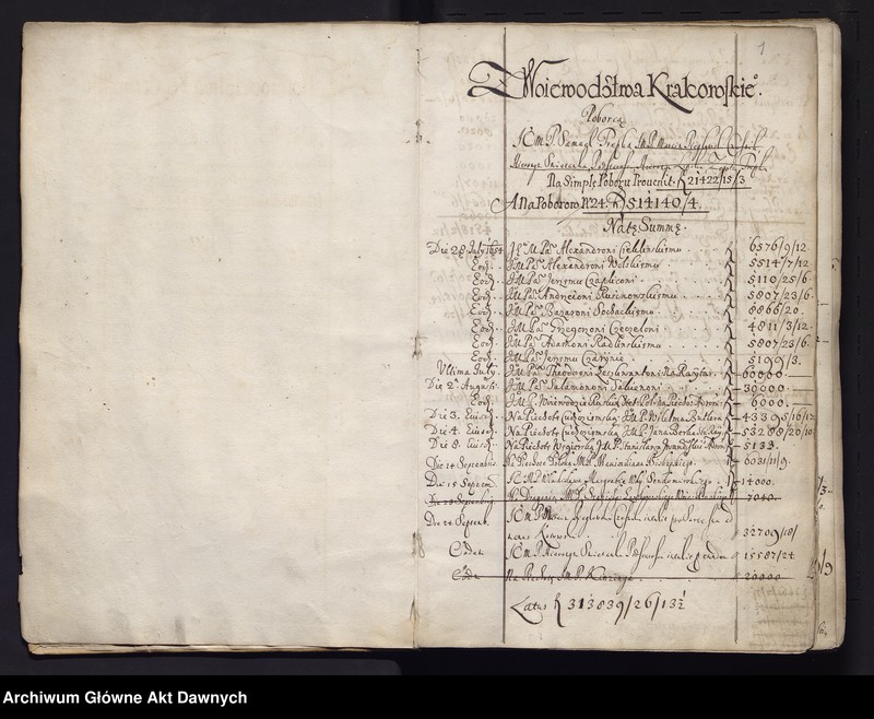 image.from.unit.number "Rejestr różnych dochodów Rzeczypospolitej uchwalonych na sejmie 1654 r."