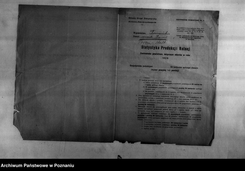 Obraz 3 z jednostki "/Statystyka produkcji rolnej - zestawienie powiatowe - miasto Poznań"