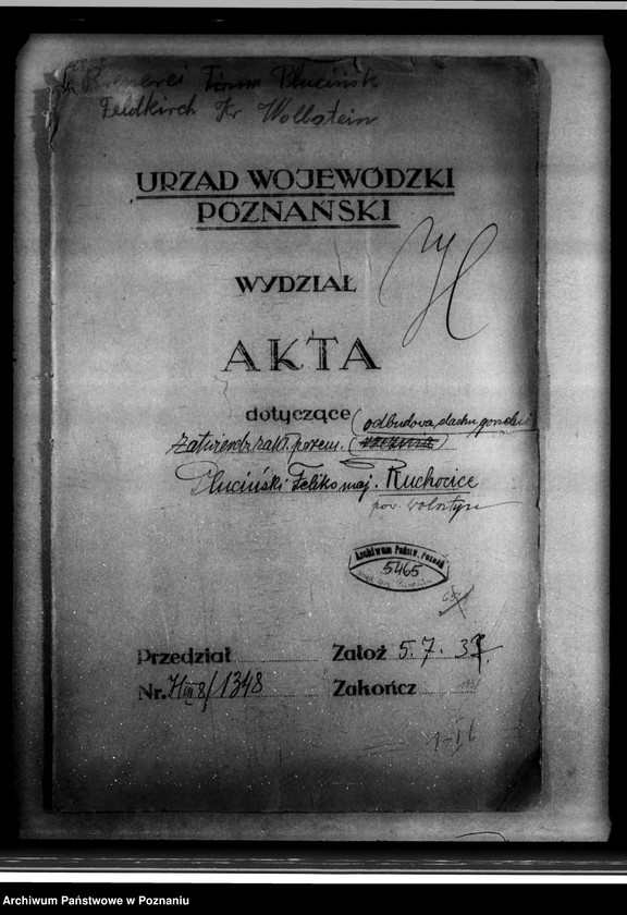 Obraz 4 z jednostki "Zatwierdzenie zakładu przemysłowego /odbudowa dachu gorzelni/ F. Plucińskiego w Ruchocicach powiat wolsztyński"