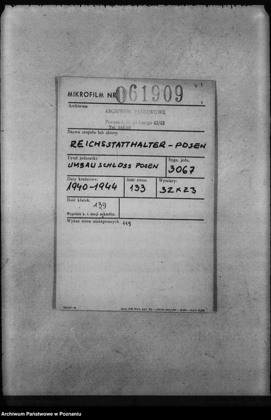 Obraz 2 z jednostki "Umbau des Schlosses Posen"