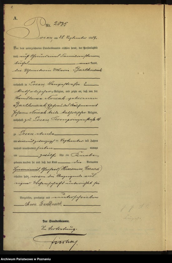 Obraz 8 z jednostki "Księga miejscowa urodzeń tom V [Rejestr główny urodzeń]"