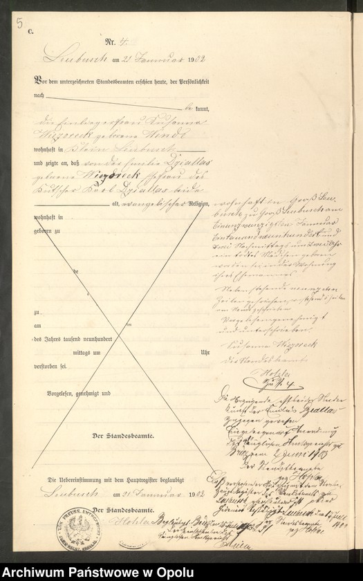 image.from.unit.number "Sterbe-Neben-Register Standes-Amt Leubusch 1902"