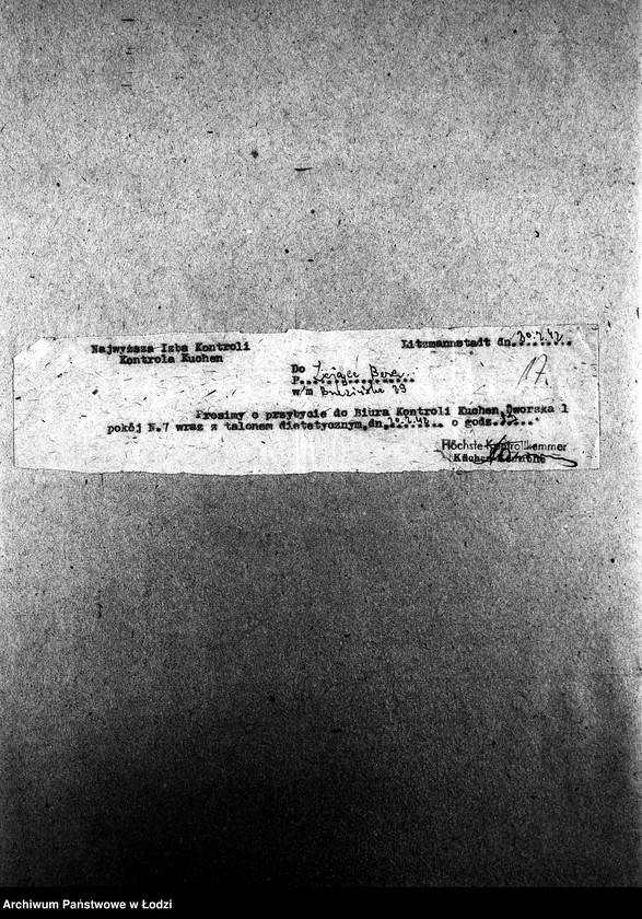 Obraz 20 z jednostki "[Wezwania osób oskarżonych o sprzedaż otrzymanych na talony produktów, by przybyły do Biura Kontroli Kuchen. Raporty kontrolerów]"