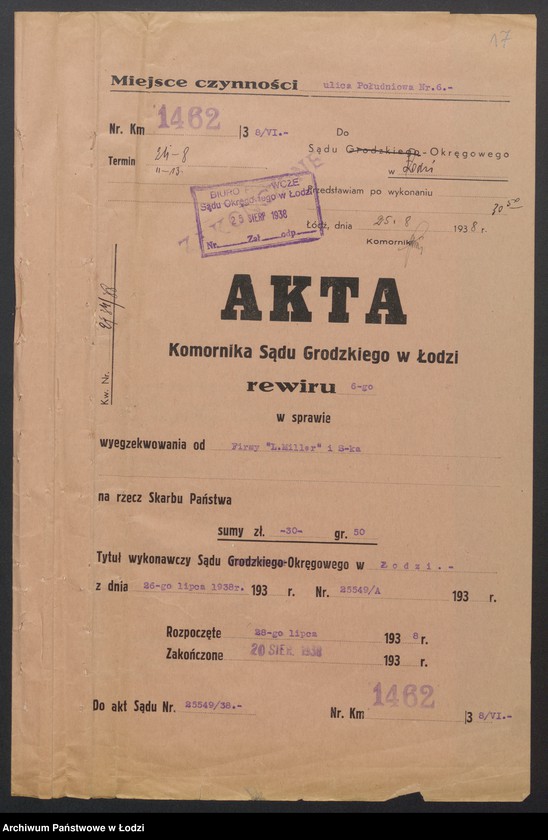 Obraz 19 z jednostki "Jakub Moszek Miller, Sucher Lajb Miller- wyrób i sprzedaż towarów włókienniczych"