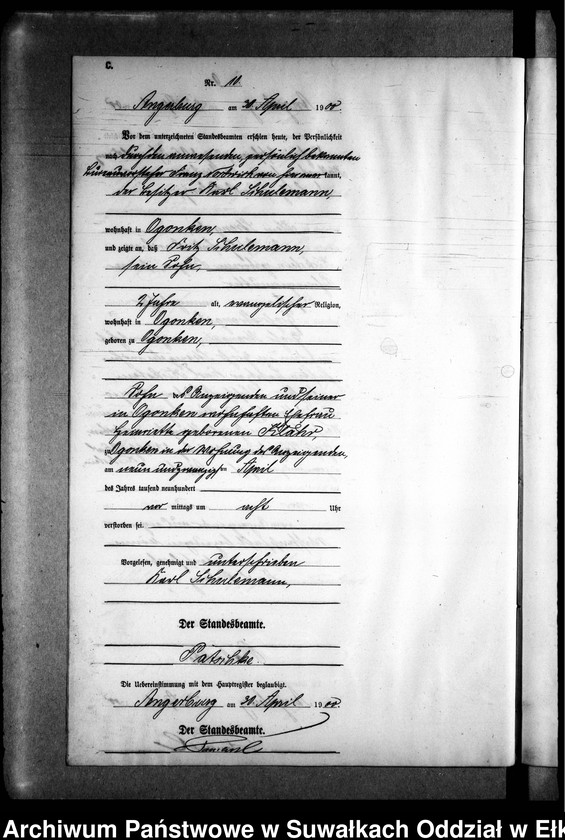 image.from.unit.number "Sterbe-Neben-Register des Preussischen Standes-Amtes Gr. Strengeln Kreis Angerburg"