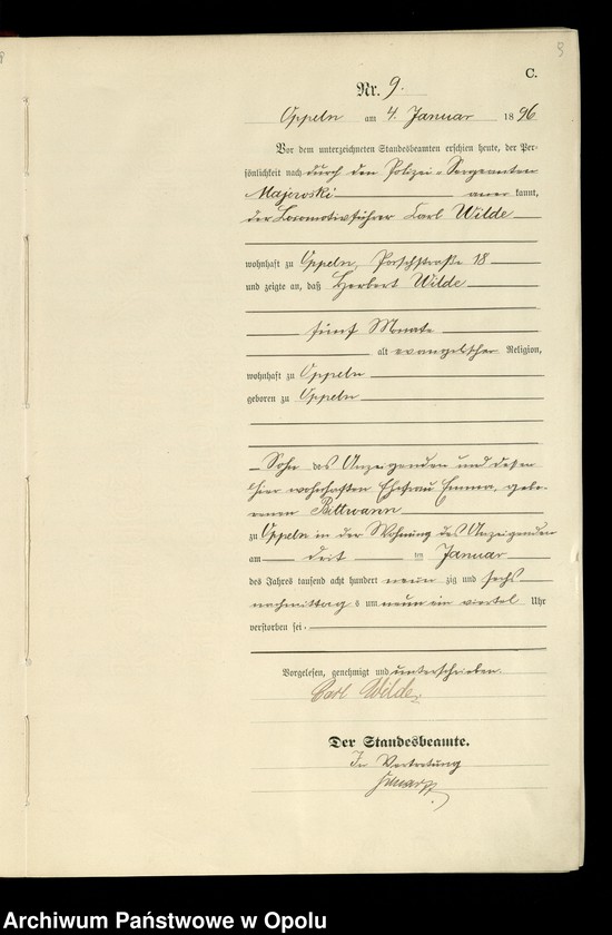 image.from.unit.number "Urząd Stanu Cywilnego w Opolu 1896 Rejestr zgonów Księga Miejscowa Nr 1 do 356"