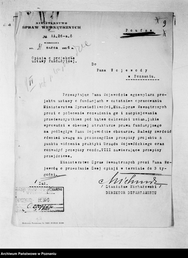 Obraz 13 z jednostki "Sprawy organizacyjne organizacja i obsada personalna Urzędu Wojewódzkiego Poznańskiego"