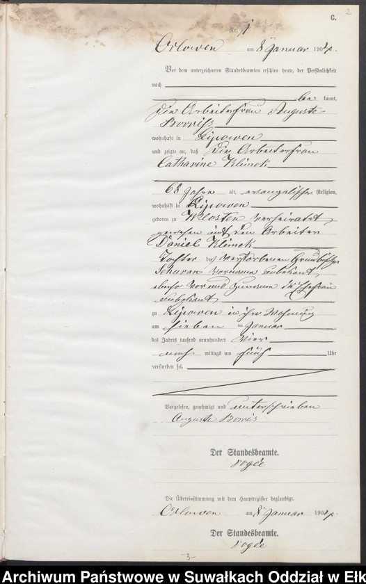 image.from.unit.number "Sterbe-Neben-Register des Preussischen Standes-Amtes Orlowen Kreis Lötzen"