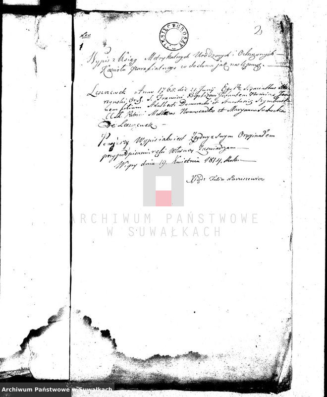 image.from.unit.number "Dowody do Akt Małżeństwa Gminy Wigierskiey od dnia 1 Maja 1814 Roku do dnia ostatniego Grudnia 1815 Roku."