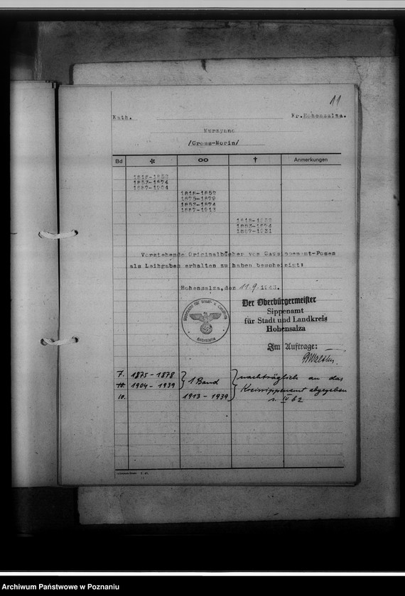 Obraz 15 z jednostki "Bücherverzeichnis, Kreissippenamt Hohensalza [Inowrocław]"