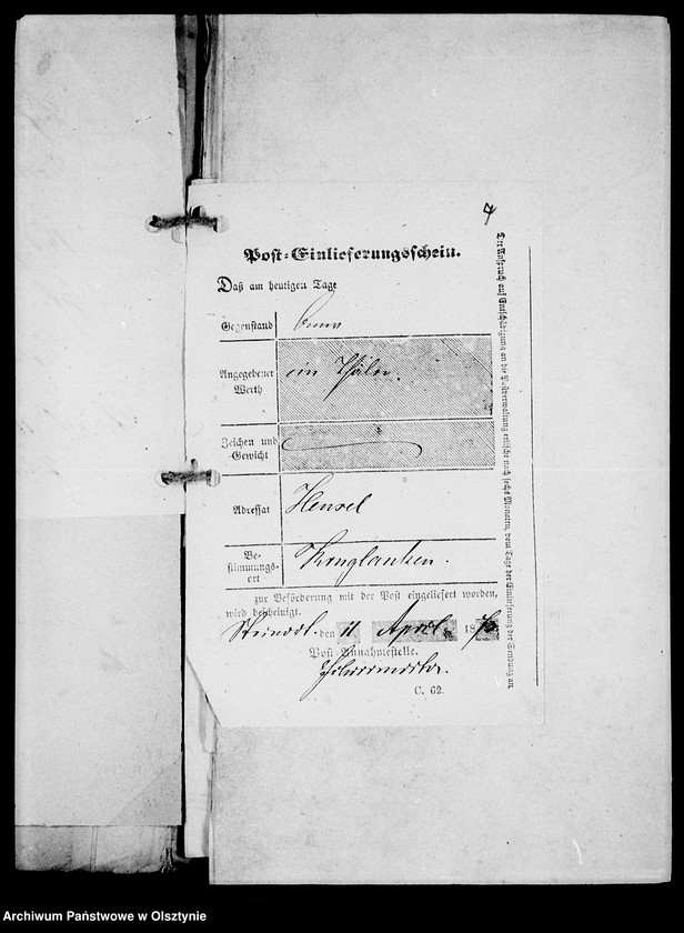 image.from.unit.number "/Rechnungen, Bittgesuche, Posteinlieferungsscheine für Unterstützungen religiöse Bücher u. a. /"