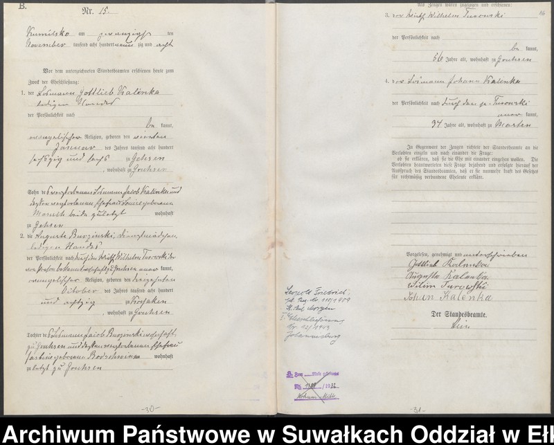 image.from.unit.number "Heiraths-Haupt-Register des Königlichen Preussischen Standes-Amtes Kumilsko Kreis Johannisburg"
