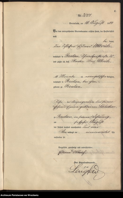 image.from.unit.number "Sterbe-Neben-Register Breslau I 1904 Band 6"