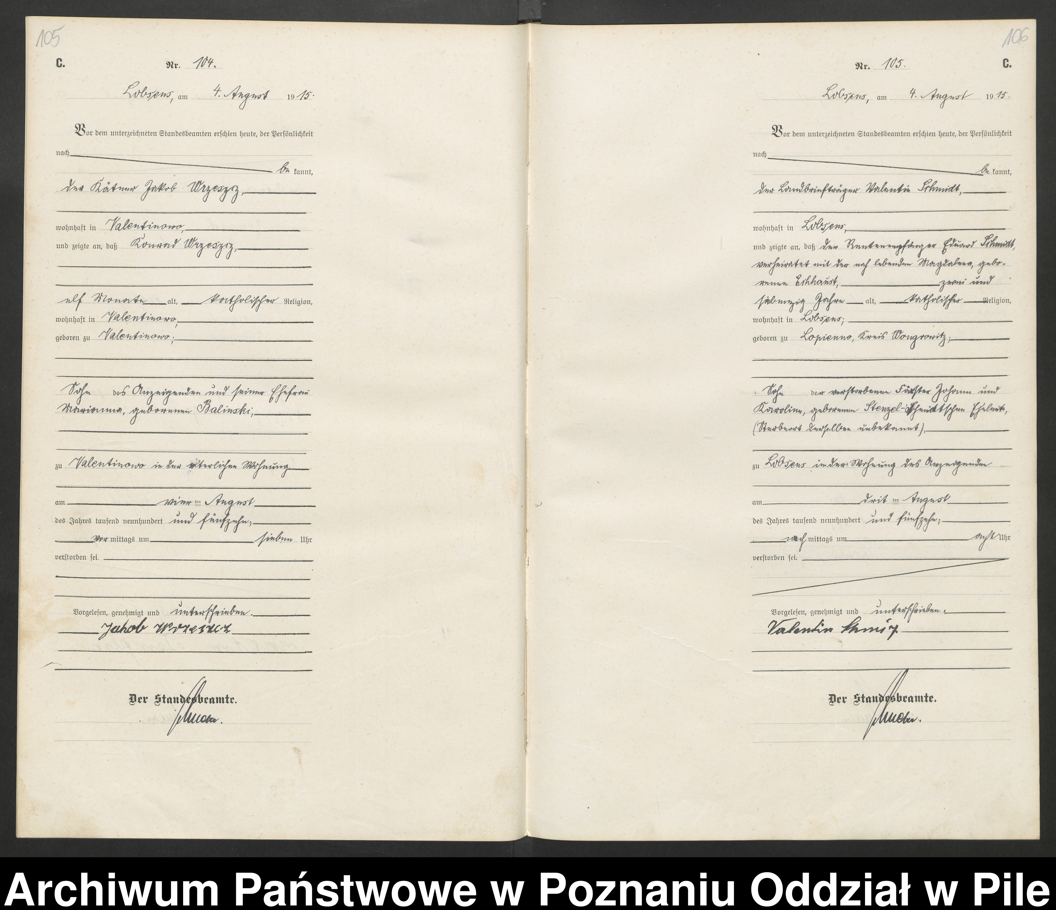 Skan z jednostki: Księga zgonów