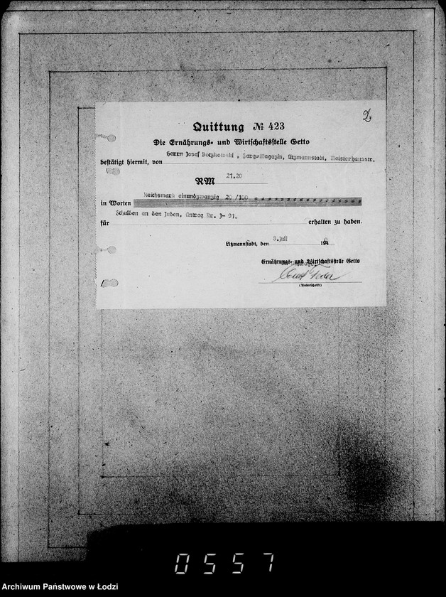 Obraz 6 z jednostki "J-91-105 [Wnioski Żydów w Getcie o zwrot długów za wzięty na kredyt towar przez kupujących]"