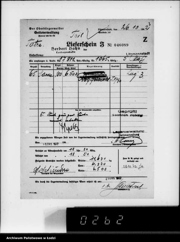 Obraz 7 z jednostki "Aufträge, [Lieferscheinen und Rechnungen] 17811-17860 [Dostawa żywności do Getta]"