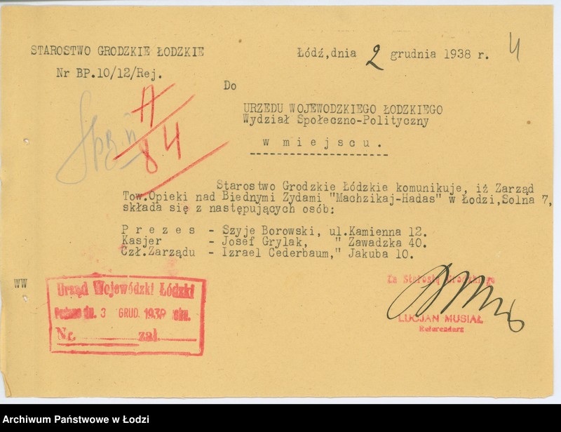 Obraz 7 z jednostki "Łódzkie T-wo Opieki nad biednymi żydami "Machzykaj Hadas" w Łodzi"